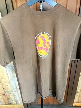 Stüssy "Birth of Venus" Neon Acid Wash Graphic T-Shirt